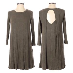 🌺 Lush Nordstrom Ribbed Knit Layered Open Back Olive Neutral Dress Size S NWT